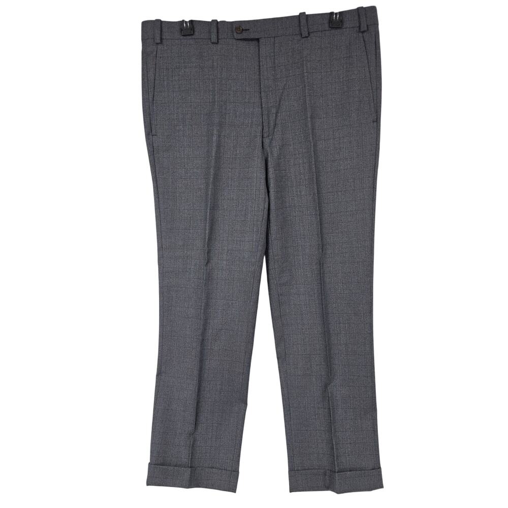 Aristo Eighteen Ari8to Plaid Stirling Wool Career Dress Pants Grey 38 x 29 3775